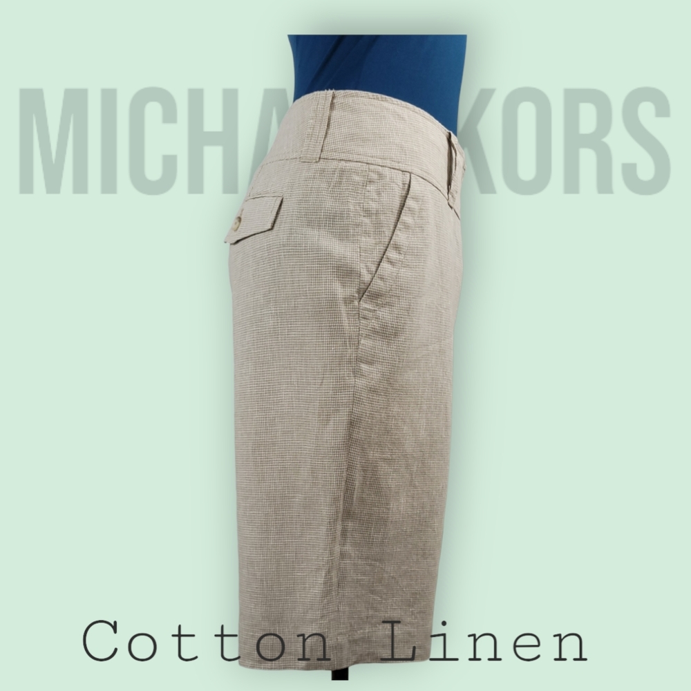 Michael Kors Cotton Linen Houndstooth Tailored Shorts Fully Lined Womens Size 8 - Picture 3 of 10